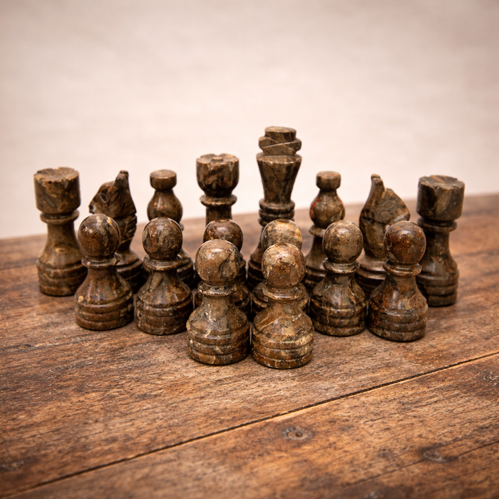 White Grey Marble Chess Pieces 12 to 16 Inches Board