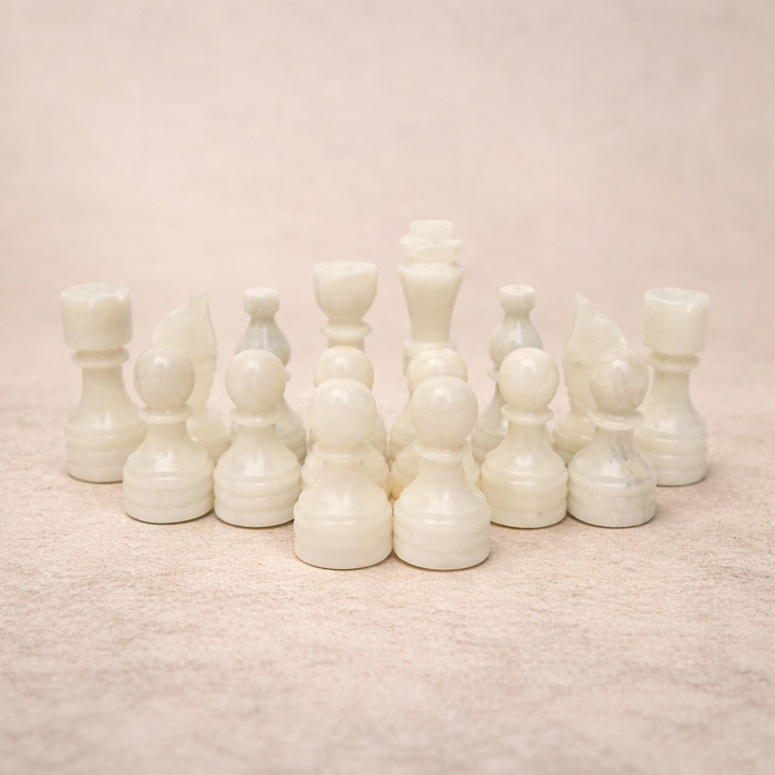 White Grey Marble Chess Pieces 12 to 16 Inches Board