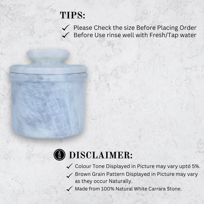 White Marble Butter Keeper with Lid - French Butter Crock