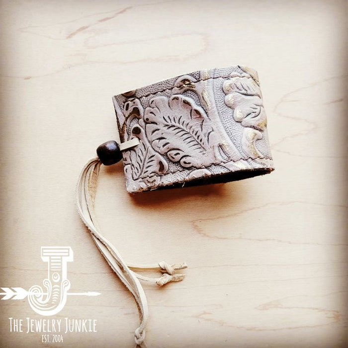 Wide Leather Cuff w/ Adjustable Ties in Gilded Cowboy 004h