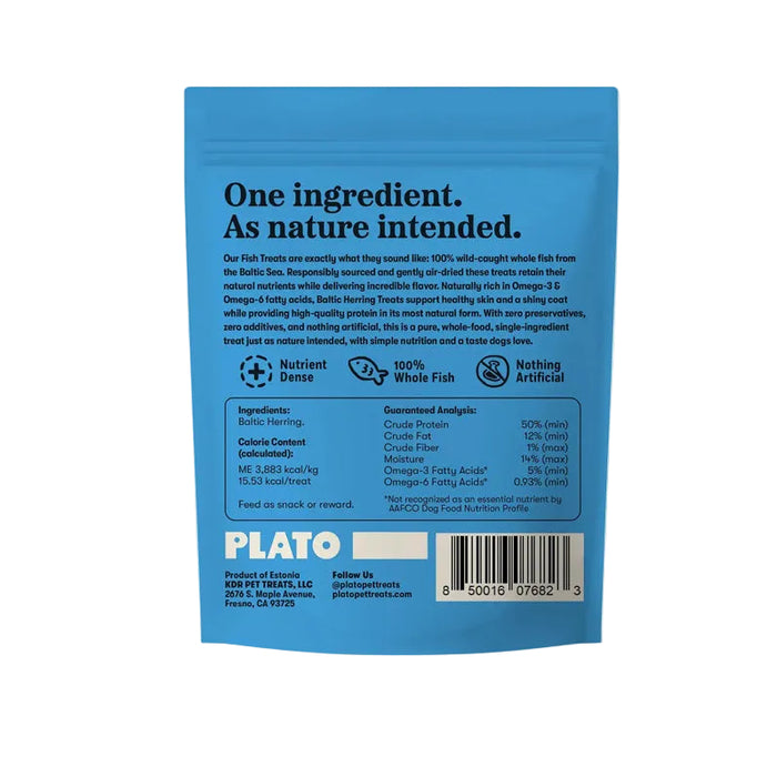 Plato air-dried fish treats baltic herring back of package