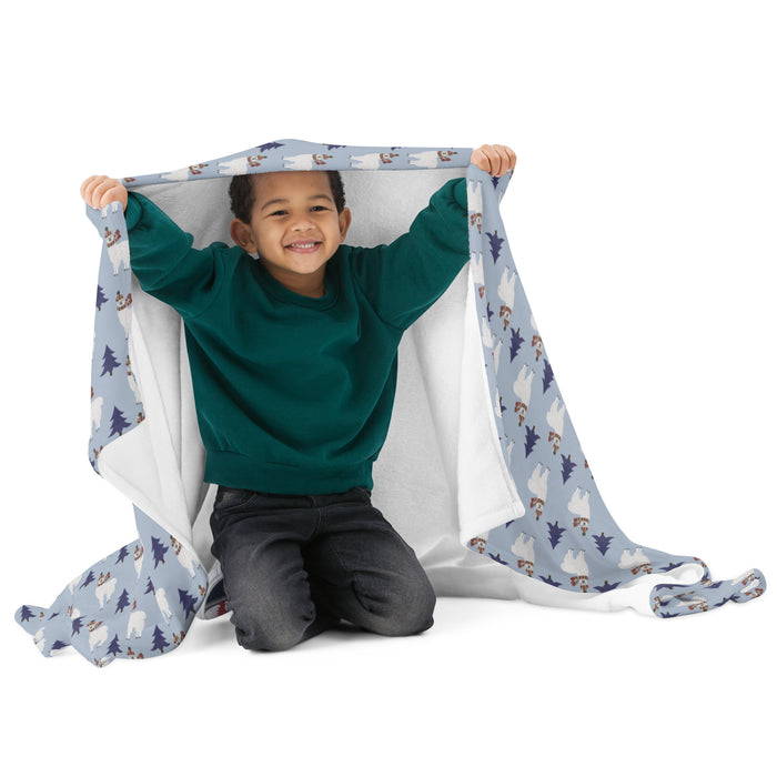 Winter Llama Throw Blanket  50″ × 60″ (127 × 153 cm)