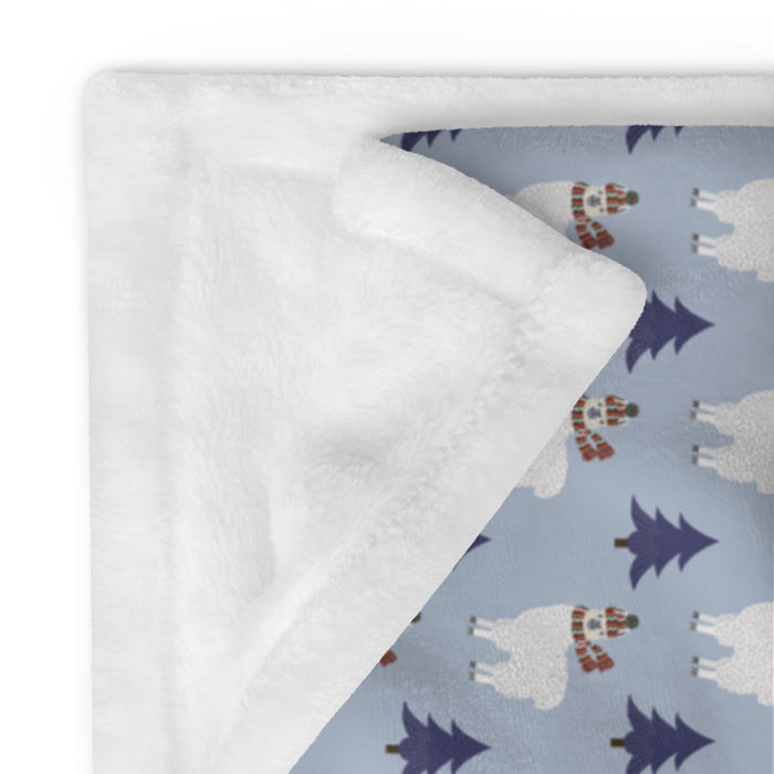 Winter Llama Throw Blanket  50″ × 60″ (127 × 153 cm)
