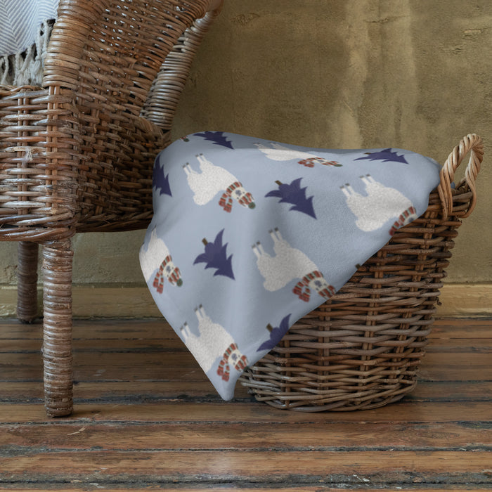 Winter Llama Throw Blanket  50″ × 60″ (127 × 153 cm)