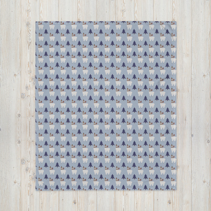 Winter Llama Throw Blanket  50″ × 60″ (127 × 153 cm)