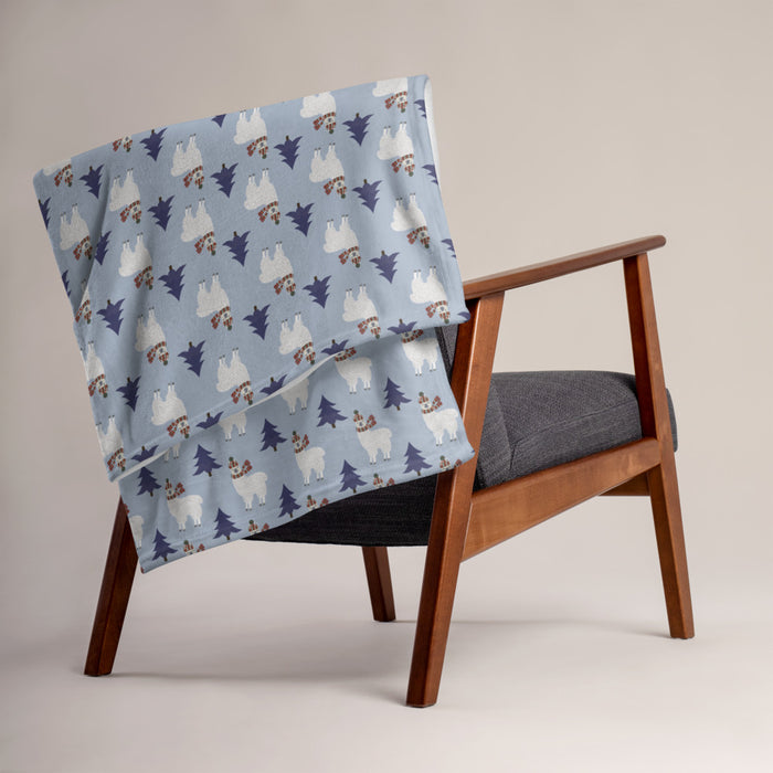 Winter Llama Throw Blanket  50″ × 60″ (127 × 153 cm)