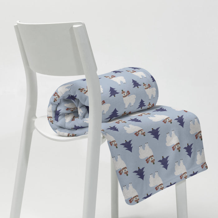 Winter Llama Throw Blanket  50″ × 60″ (127 × 153 cm)