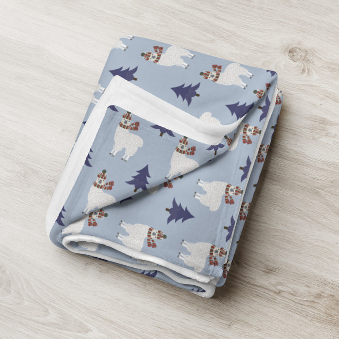 Winter Llama Throw Blanket  50″ × 60″ (127 × 153 cm)