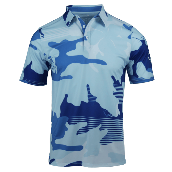 "XL Camo" - OGA Men's Polo - Blue Camouflage