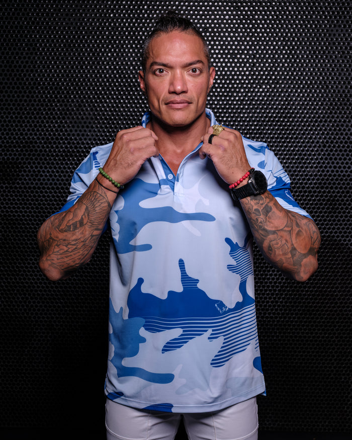 "XL Camo" - OGA Men's Polo - Blue Camouflage