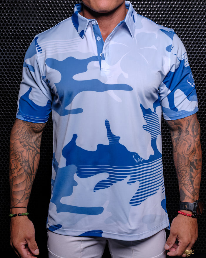 "XL Camo" - OGA Men's Polo - Blue Camouflage