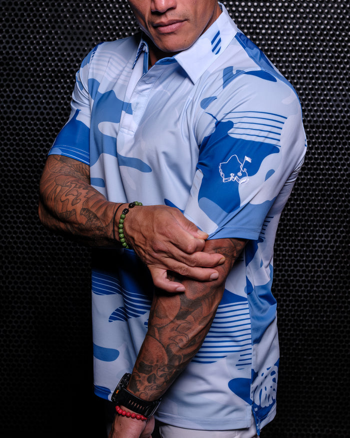 "XL Camo" - OGA Men's Polo - Blue Camouflage