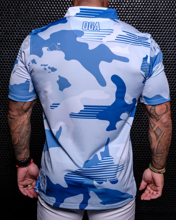 "XL Camo" - OGA Men's Polo - Blue Camouflage