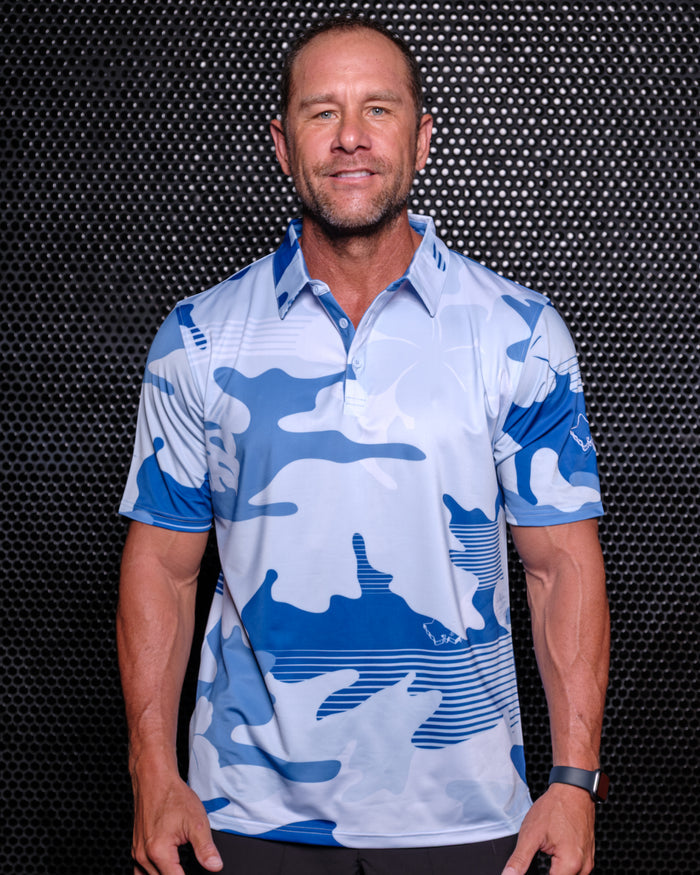 "XL Camo" - OGA Men's Polo - Blue Camouflage