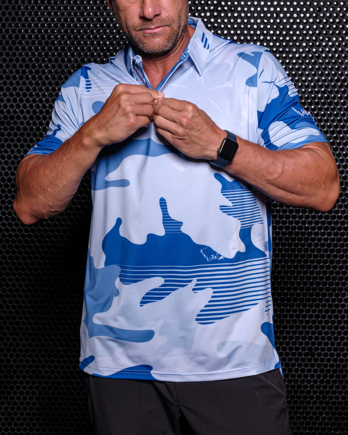 "XL Camo" - OGA Men's Polo - Blue Camouflage