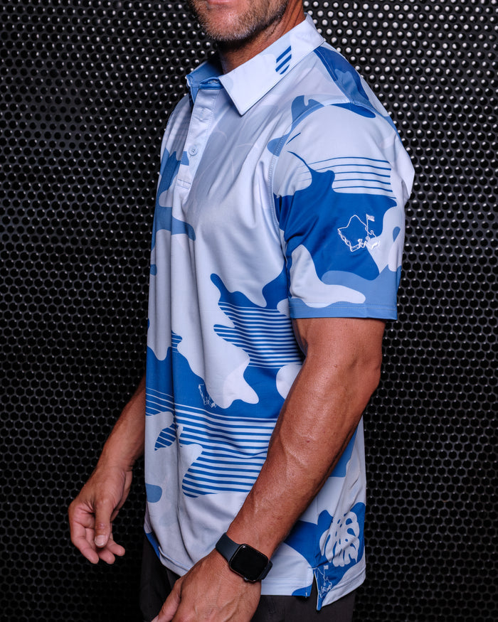 "XL Camo" - OGA Men's Polo - Blue Camouflage